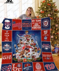 Washington Nationals Christmas Tree Let's Go Nats Quilt Blanket Bedding Set