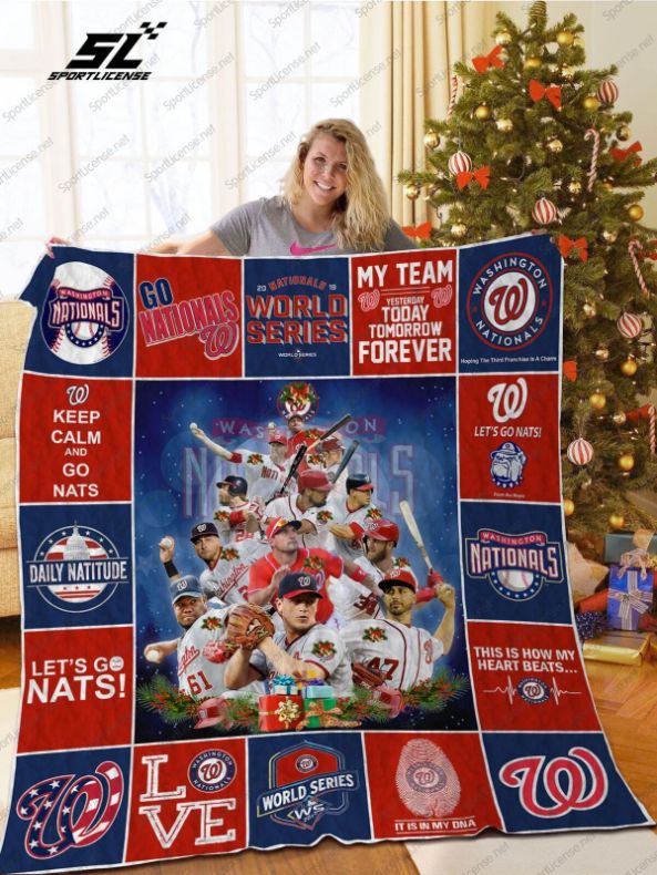 Washington Nationals Christmas Tree Let's Go Nats Quilt Blanket Bedding Set