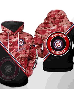 Washington Nationals MLB Camo Team 3D Hoodie Zipper Hoodie