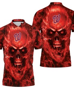 Washington Nationals Mlb Fans Skull 3D All Over Print Polo Shirt