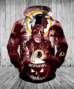 Washington Redskins Hoodie 3D Horror Night Halloween Pullover Nhl