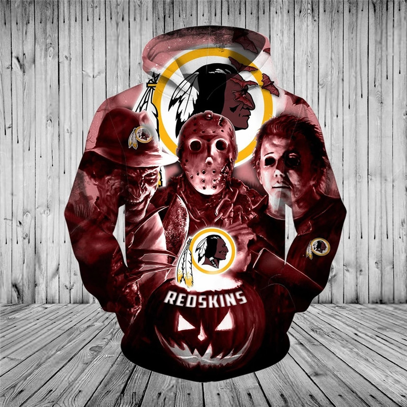 Washington Redskins Hoodie 3D Horror Night Halloween Pullover Nhl