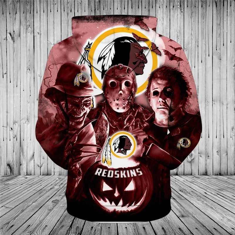 Washington Redskins Hoodie 3D Horror Night Halloween Pullover Nhl - Image 2