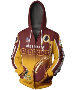 Washington Redskins Hoodie 3D Zip Hoodie Cute Flame Balls Graphic Gifts for Fans