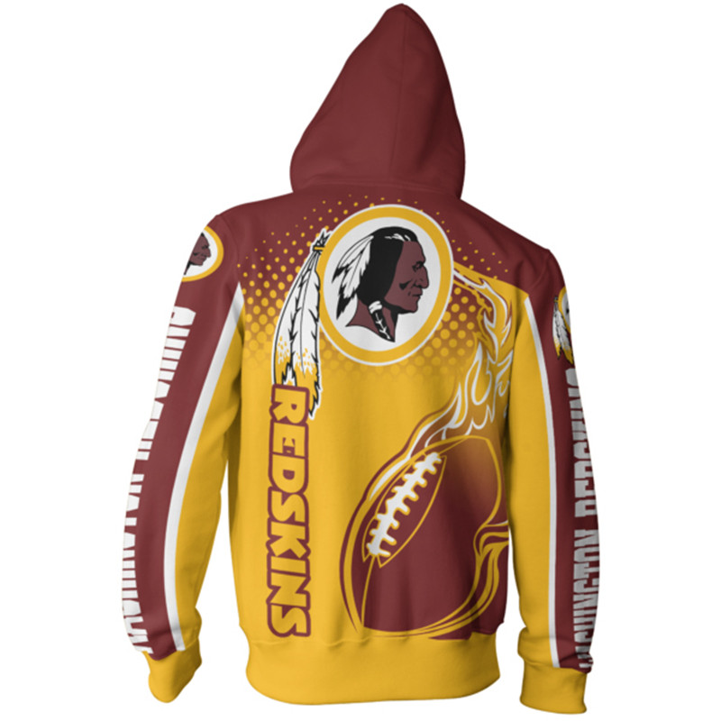 Washington Redskins Hoodie 3D Zip Hoodie Cute Flame Balls Graphic Gifts for Fans - Image 2