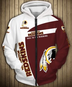 Washington Redskins Hoodie 3D Zip Hoodie Pullover Gift for Fans