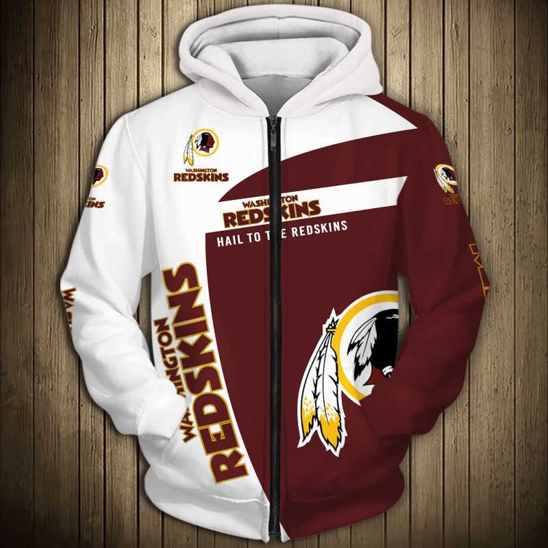 Washington Redskins Hoodie 3D Zip Hoodie Pullover Gift for Fans