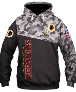 Washington Redskins Military Hoodie 3D Zip Hoodie 3D Zip Hoodie Long Sleeve New Season