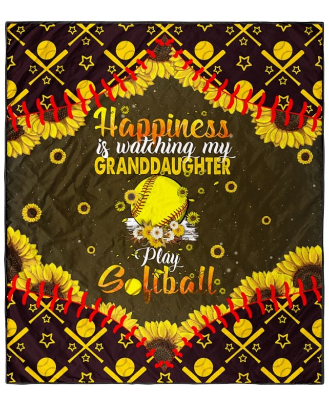 Watching My Granddaughter Play Softball Sunflower Blanket For Granddaughter Birthday84