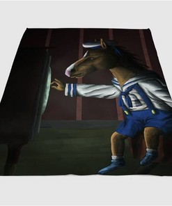 Watching Tv Bojack Horseman Sherpa Fleece Blanket Gifts for Family, for Couple
