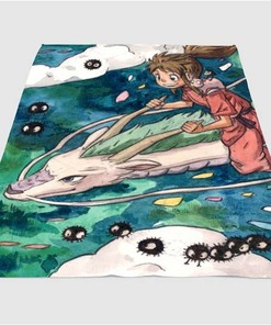 Water Color Spirited Away Sherpa Fleece Blanket Gifts for Family, for Couple