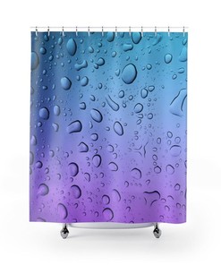 Water Droplets Shower Curtain, Blue And Purple Ombre Bath Curtain, Bathroom Art, Modern Bath Decor