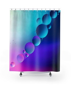 Water Droplets Shower Curtain, Blue Ombre Bath Curtain, Raindrops Bathroom Art, Modern Bath Decor, Bubbles Shower Curtain