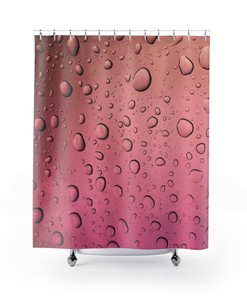 Water Droplets Shower Curtain, Pink And Rose Gold Ombre Bath Curtain, Bathroom Art, Modern Bath Decor