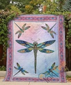 Watercolor Dragonfly Quilt Blanket Bedding Set