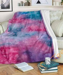 Watercolor Pink Sherpa Fleece Blanket Gifts for Family, for Couple