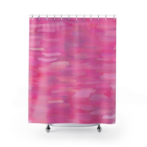 Watercolor Pink Shower Curtains Abstract Art, Bathroom Decor Design, Modern Art Print, Nature Bath Decor