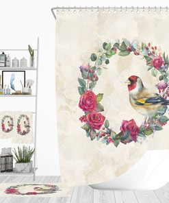 Watercolor Rose Shower Curtain Add Options Towels and Bath mat