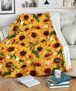 Watercolor Sunflower Sherpa Blanket Fleece Blanket Gifts for Fans