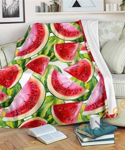Watercolor Watermelon Pattern Sherpa Fleece Blanket Gifts for Family, for Couple