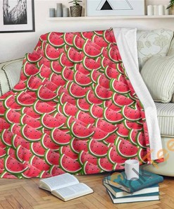 Watermelon Emoji Sherpa Fleece Blanket Gifts for Family, for Couple