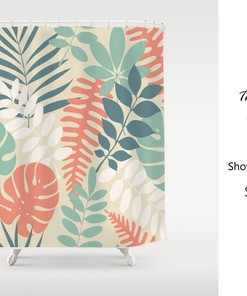 Waterproof And Washable Shower Curtain, Tropical Monstera Bathroom Set Bath Curtains