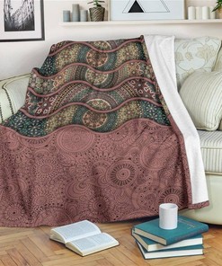 Wave Ethnic Mandala Yoga Sherpa Fleece Blanket Gifts for Family, for Couple