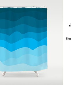 Wavy Blue Peaceful Shower Curtain, Bathroom Decor, Kids Bathroom For Friends, Housewarming