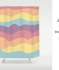 Wavy Pink Colorful Sea Shower Curtain For Bathroom