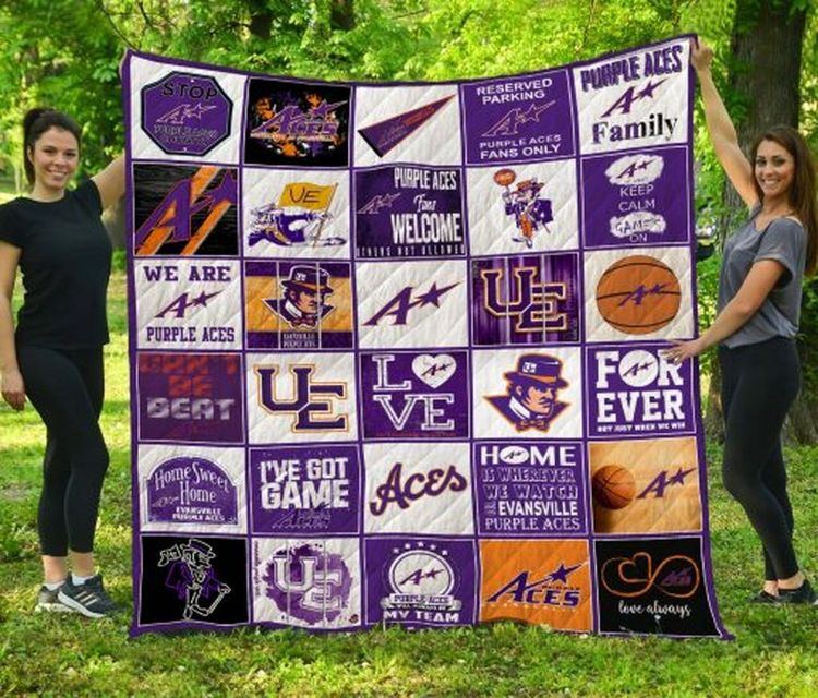We Are Ncaa Evanville Purple Aces Collection Quilt Blanket Bedding Set