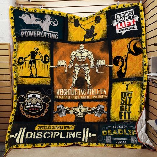 Weightlifting Athletes Success Start Discipline Quilt Blanket Bedding Set