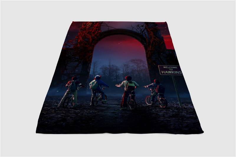Welcome To Hawkins Stranger Things Sherpa Fleece Blanket Gifts for Family, for Couple