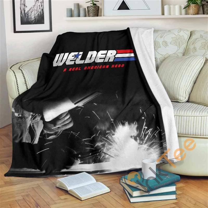 Welder Real American Hero Sherpa Fleece Blanket Gifts for Family, for Couple