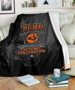 Welders Do It In All Positions Sherpa Fleece Blanket Gifts for Family, for Couple