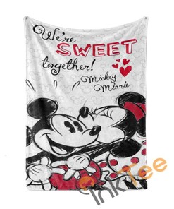 We're Sweet Together Minnie And Mickey Mouse 5000 Sherpa Fleece Blanket Gifts for Family, for Couple