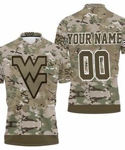 West Virginia Mountaineers Camouflage Veteran 3d Personalized 3D All Over Print Polo Shirt