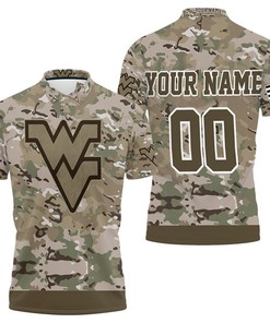 West Virginia Mountaineers Camouflage Veteran Personalized 3D All Over Print Polo Shirt