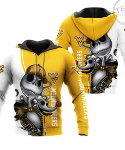 West Virginia Mountaineers Jack Skellington And Zero 3D Hoodie