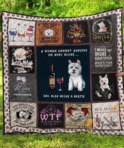 Westie Dog Breed Inspired Personalized Quilt Blanket Bedding Set