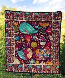 Whale Quilt Blanket Bedding Set With Pilliwcases Option Ver2