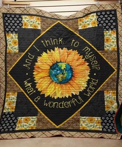 What A Wonderful World Hippie Sunflower Quilt Blanket Bedding Set