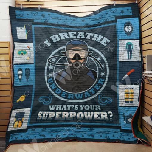 What's Your Superpower Scuba Diving Quilt Blanket Bedding Set