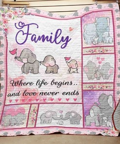 When Life Begins And Never Ends Family Elephant Great Customized Gifts For Birthday Christmas Thanksgiving Quilt Blanket Bedding Set