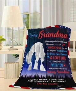 Whenever You Feel Overwhelmed Usa Blanket Personalized Grandma Family Fleece Blanket White Medium (xin)