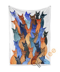 Whimsical Cats Sherpa Fleece Blanket Gifts for Family, for Couple