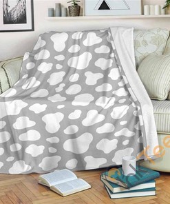 White And Grey Cow Sherpa Fleece Blanket Gifts for Family, for Couple