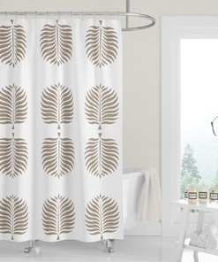 White Cocoa Tropical Island Tan Palm Fronds Shower Curtain