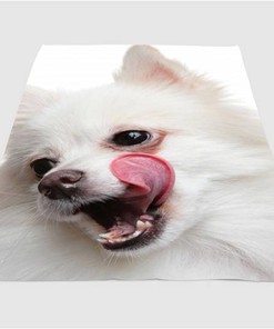White Dog Sherpa Fleece Blanket Gifts for Family, for Couple