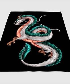 White Dragon Haku Sherpa Fleece Blanket Gifts for Family, for Couple