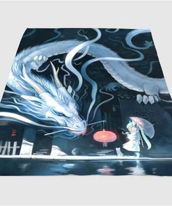 White Dragon Mythology Sherpa Fleece Blanket Gifts for Family, for Couple